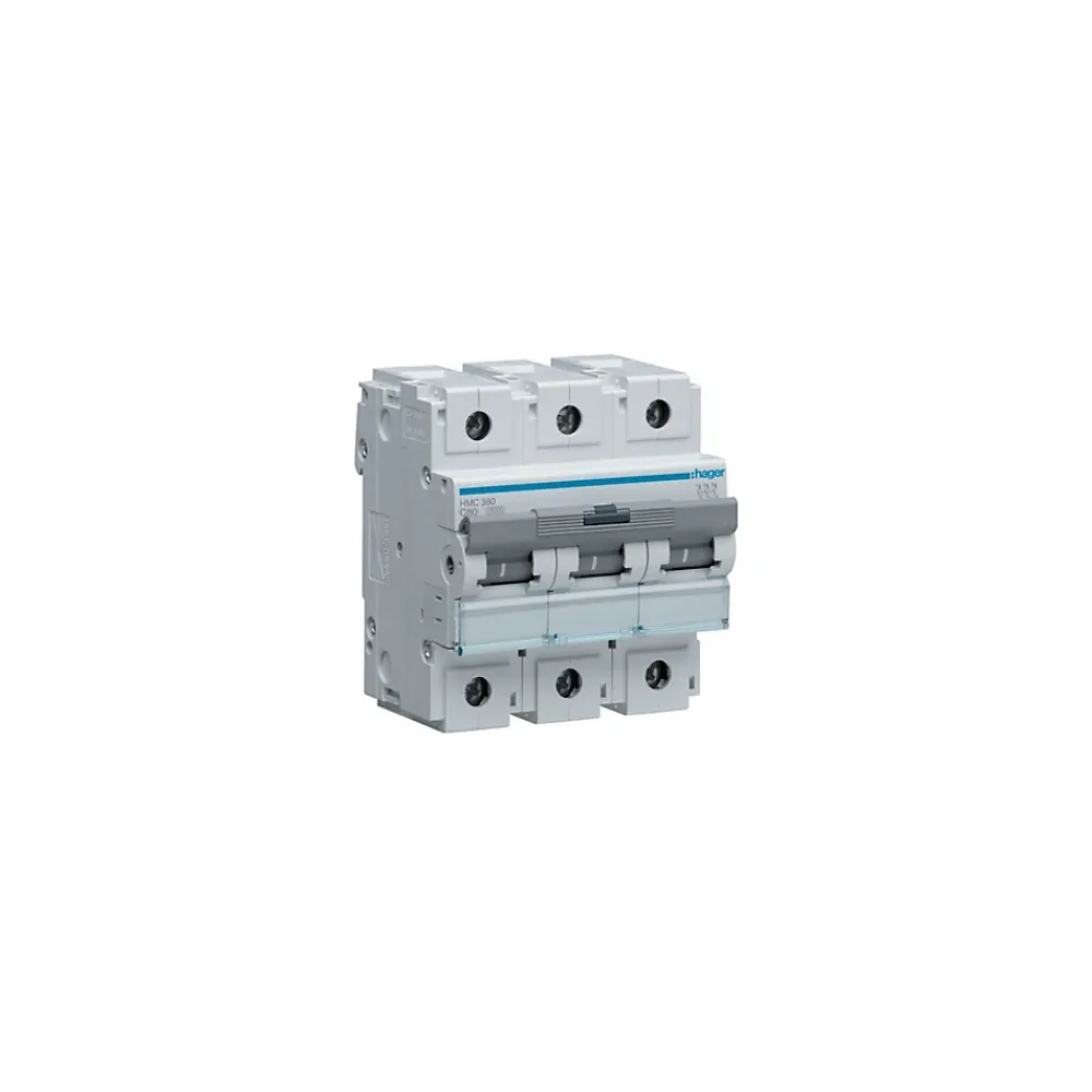 Hager Hmc380 - Disjoncteur 80a - 3p - 15ka C - Courbe C - à Vis - 4,5 Modules - Hmc