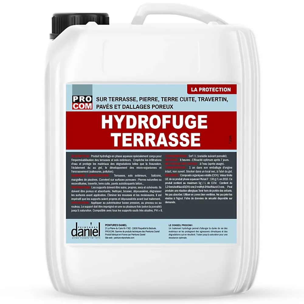 Procom Hydrofuge Terrasse, imperméabilisation sol extérieur -5 litres-Incolore
