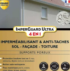 Guard Industrie ImperGuard Ultra 4 en 1 Imperméabilisant HydrofugeAnti Dépôts Verts Durcisseur Certifié Contact Alimentaire 5L 40 m2