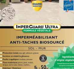 Guard Industrie ImperGuard Ultra Formule Végétale Imperméabilisant Super Antitache Incolore Toute Pierre 5L 50m2