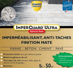 Guard Industrie ImperGuard Ultra Protection Sol Mat Imperméabilisant Effet Mat Sol Poreux Pierre Béton Dalle PavéIncolore 5L Traite 50m²