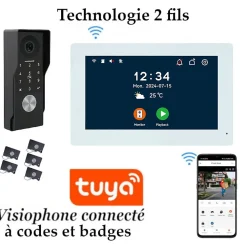 Automatisme Passion Visiophone-Interphone vidéo connectée 2 fils avec digicode et badges
