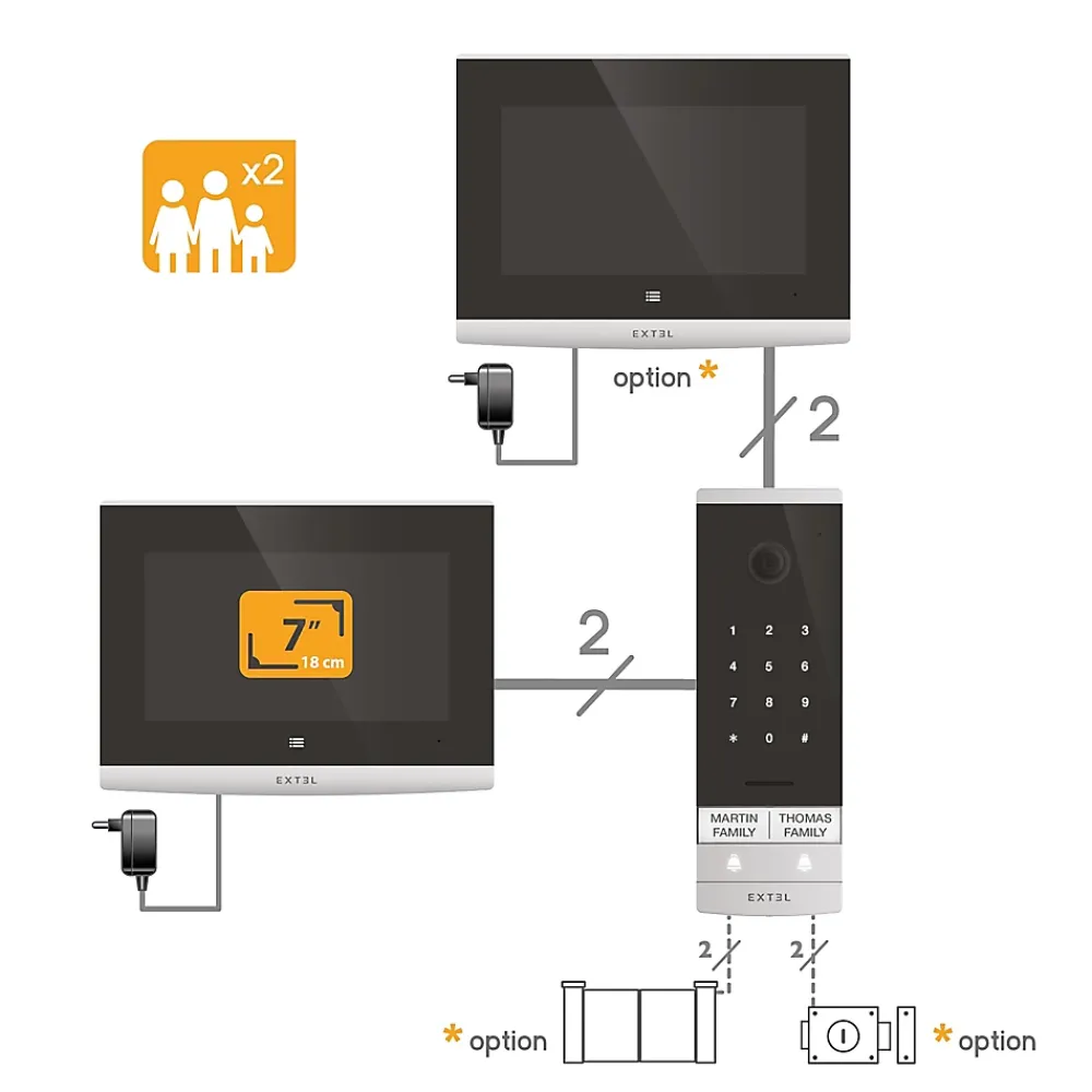 Extel Interphone vidéo connecté filaire avec digicode intégré Code Connect