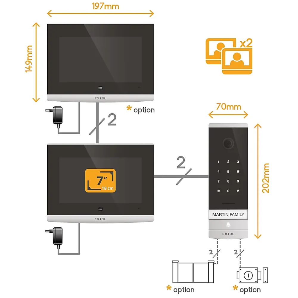 Extel Interphone vidéo connecté filaire avec digicode intégré Code Connect