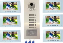 Automatisme Passion Interphone vidéo couleur pour 6 logements / appartements avec lecteur RFID