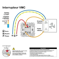 Schneider Electric Interrupteur commande VMC 2 boutons à vis Odace blanc