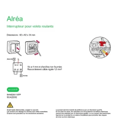 Schneider electric Interrupteur En Saillie-Interrupteur commande volet-roulant 2 boutons complet saillie Alréa blanc
