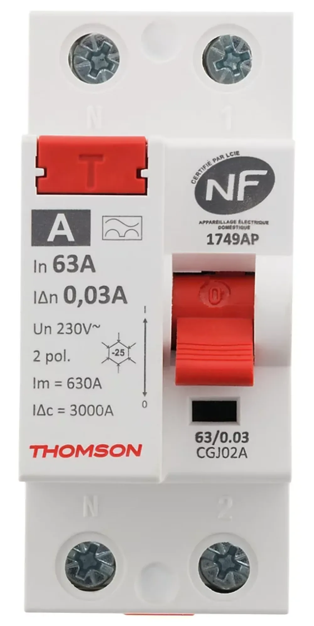 Thomson Interrupteur Et Disjoncteur Différentiel-Interrupteur différentiel 63A type A NF