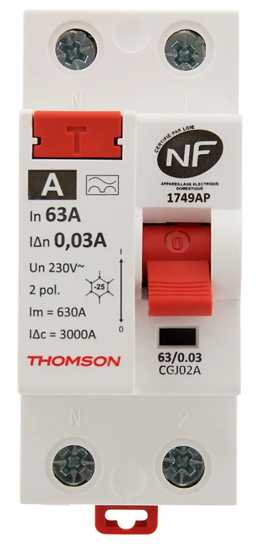 Thomson Interrupteur Et Disjoncteur Différentiel-Interrupteur différentiel 63A type A NF