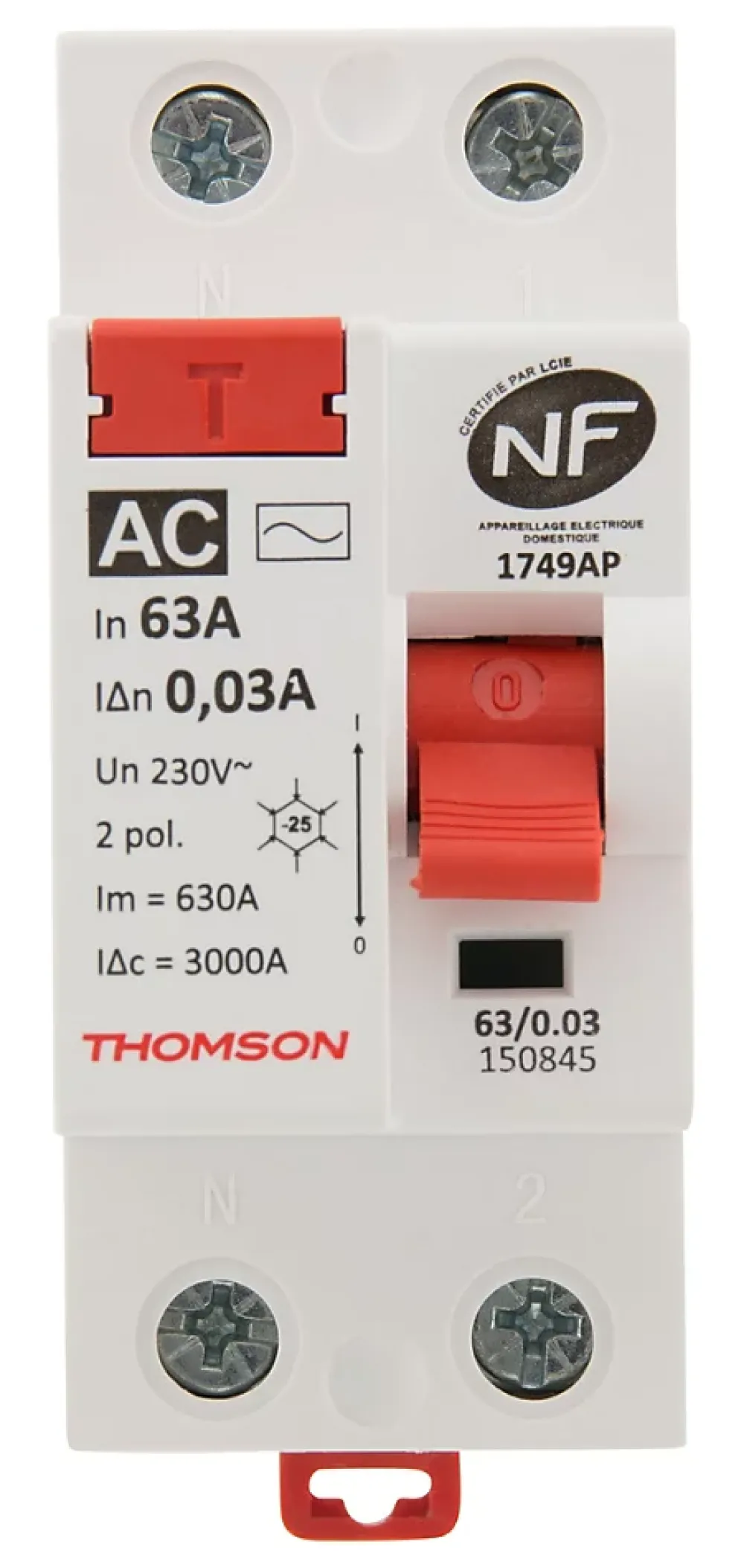 Thomson Interrupteur Et Disjoncteur Différentiel-Interrupteur différentiel 63A type AC NF
