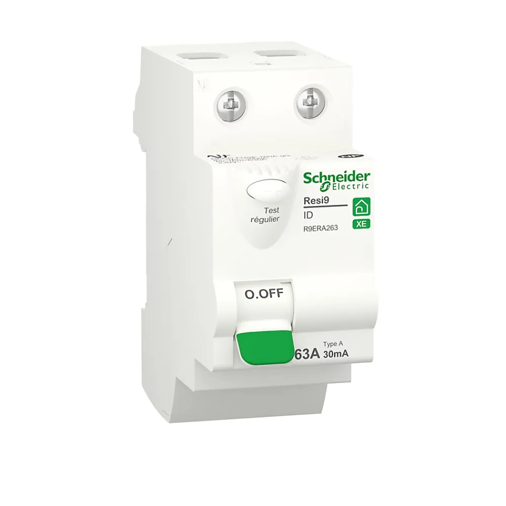 Schneider Electric Interrupteur différentiel embrochable 2P 63A 30mA Type A Resi9 XE