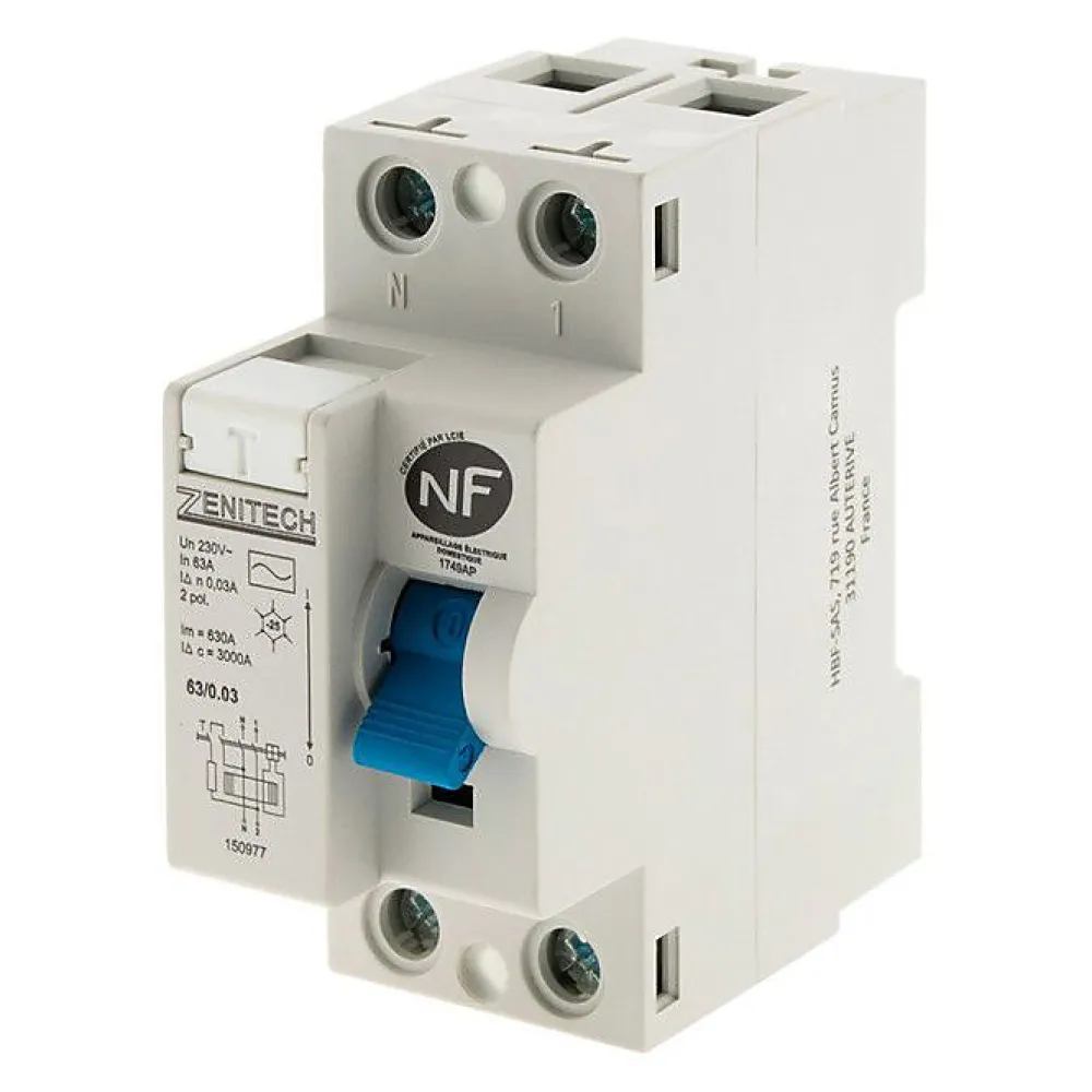 Zenitech Interrupteur différentiel 63/2 30mA Type AC NF -
