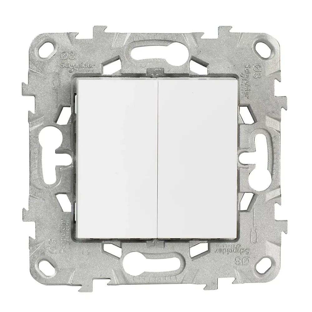 Schneider Electric Interrupteur Encastrable-Interrupteur double poussoir 10A Unica Déco blanc