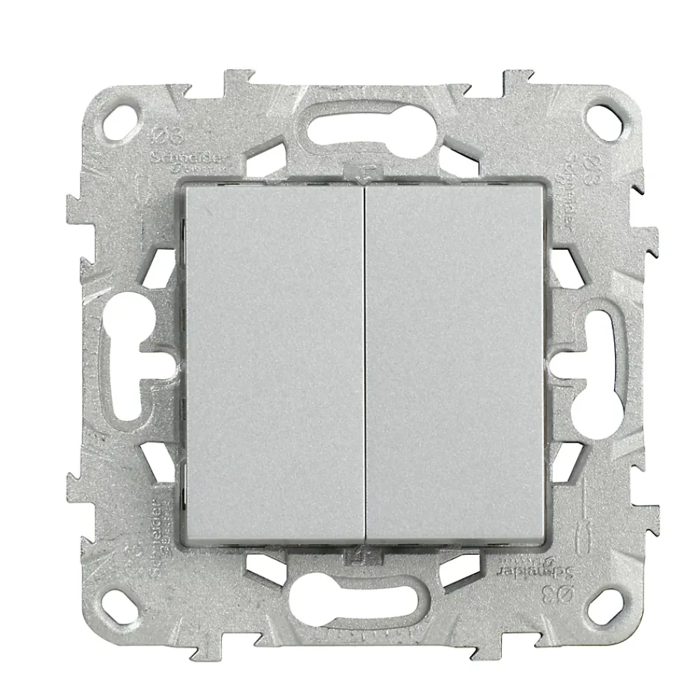 Schneider Electric Interrupteur Encastrable-Interrupteur double va-et-vient connexion rapide 10A Unica Déco aluminium
