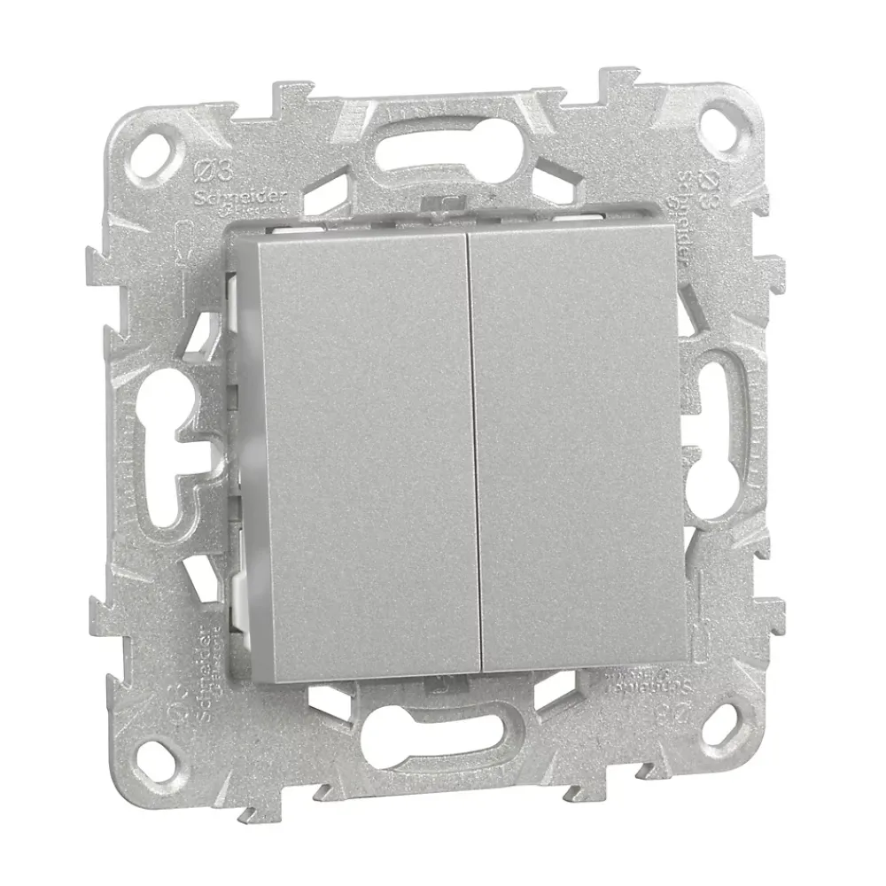 Schneider Electric Interrupteur Encastrable-Interrupteur double va-et-vient connexion rapide 10A Unica Déco aluminium