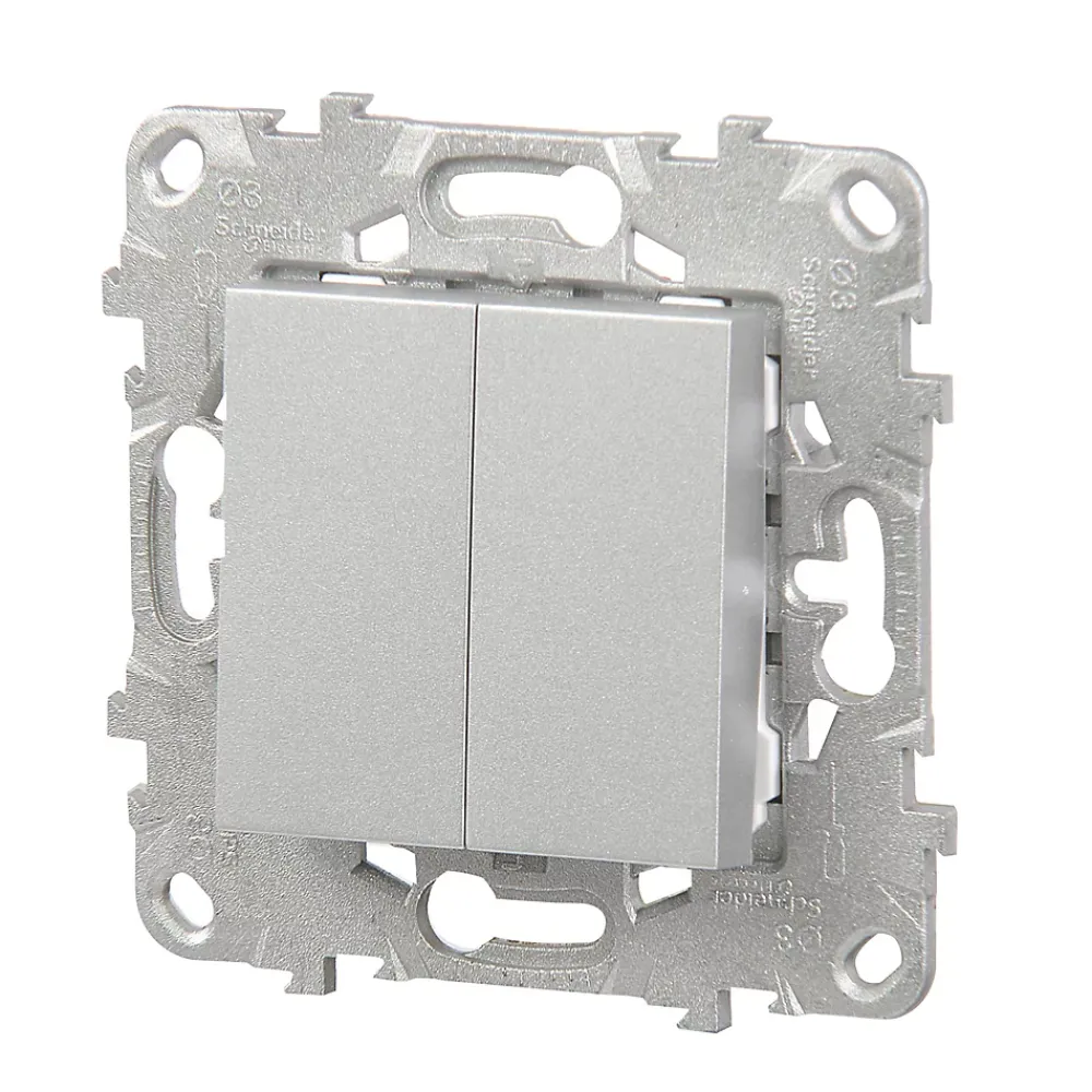 Schneider Electric Interrupteur Encastrable-Interrupteur double va-et-vient connexion rapide 10A Unica Déco aluminium