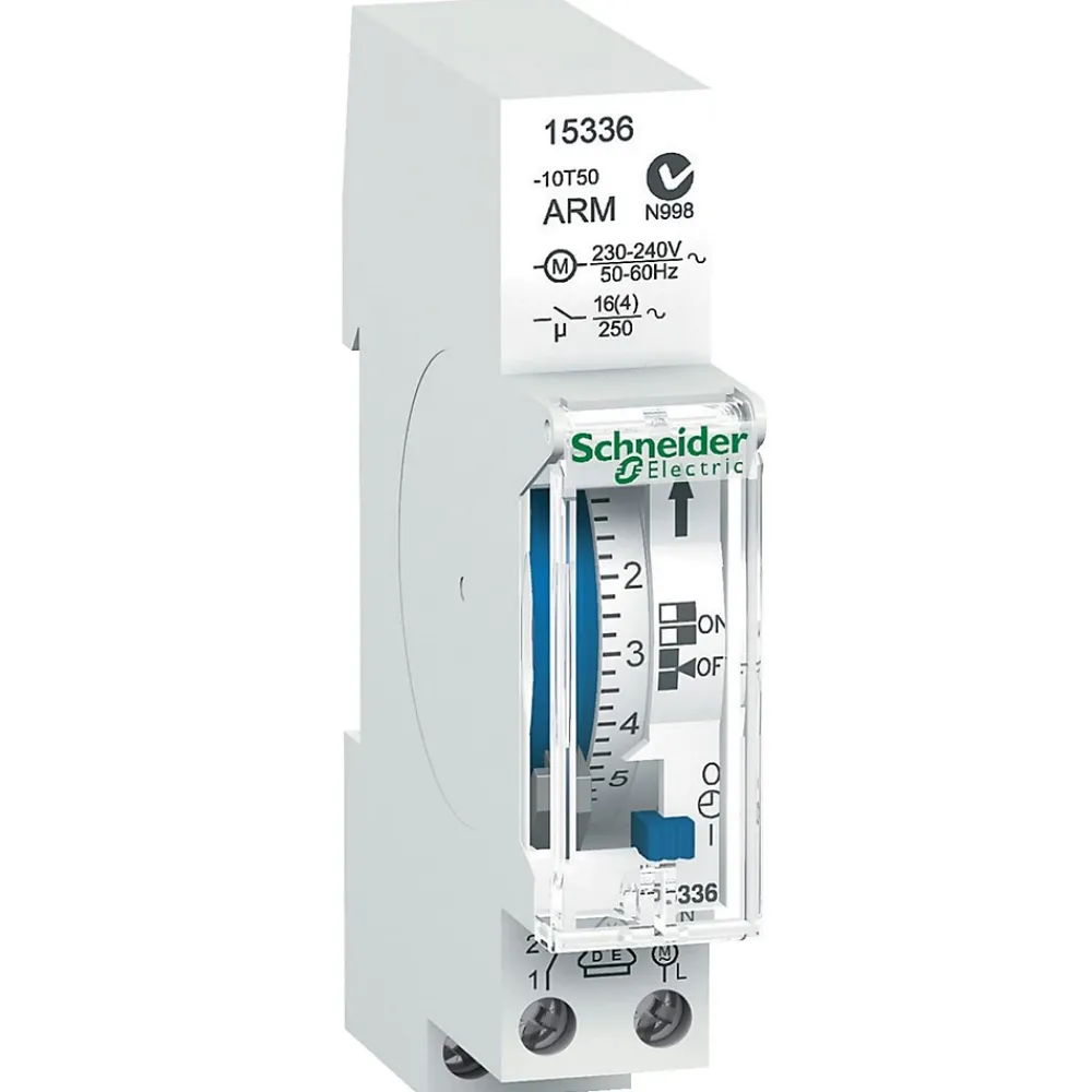 Schneider Electric 15336 Interrupteur Horaire électromécanique Journalier 24h - 1 Canal - Réserve De Marche 100h - Schneider