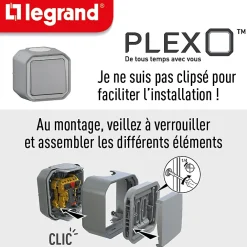 Legrand Interrupteur Étanche-Interrupteur Plexo gris en saillie