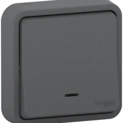 Schneider Electric Interrupteur Étanche-Interrupteur poussoir lumineux étanche complet encastré Mureva Styl anthracite