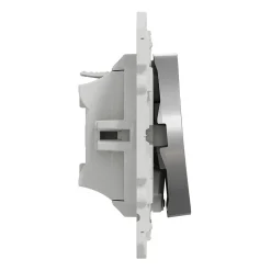 Schneider Electric Interrupteur poussoir lumineux LED bleu 10A à vis  Odace aluminium