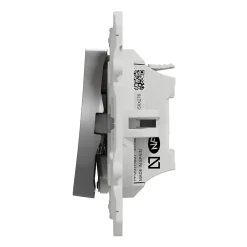 Schneider Electric Interrupteur poussoir lumineux LED bleu 10A à vis  Odace aluminium