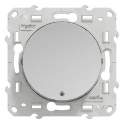 Schneider Electric Interrupteur poussoir lumineux LED bleu 10A à vis  Odace aluminium