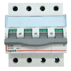 Legrand 406481 Interrupteur Sectionneur Tétrapolaire 4p 400v - 63a - 4 Modules - Bornes à Vis Dx3-is