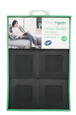 Schneider Electric Interrupteur va-et-vient complet Unica Déco anthracite, lot de 4