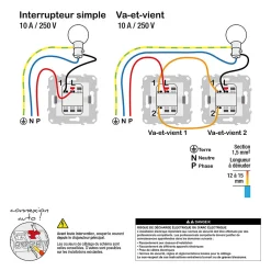 Schneider Electric Interrupteur va-et-vient connexion rapide 10A Unica Déco aluminium