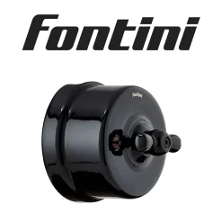 Fontini Interrupteur va-et-vient Garby Porcelaine noire, manette noire en saillie