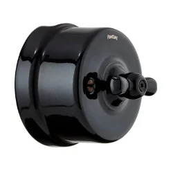 Fontini Interrupteur va-et-vient Garby Porcelaine noire, manette noire en saillie
