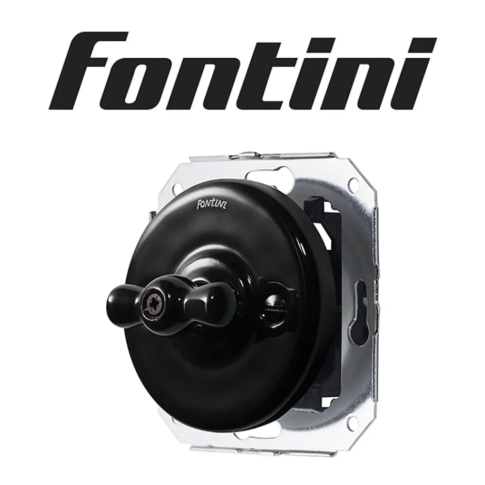 Fontini Interrupteur En Saillie-Interrupteur va-et-vient Garby Porcelaine noire, manette noire