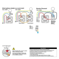 Schneider Electric Interrupteur Encastrable-Interrupteur va-et-vient + poussoir 10A Unica Déco aluminium
