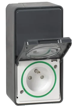 Schneider Electric Interrupteur En Saillie|Interrupteur Étanche-Interrupteur va-et-vient + prise avec terre verticale étanche complets saillie Mureva Styl anthracite