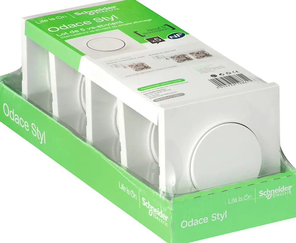 Schneider Interrupteur va-et-vient Electric Odace blanc complet vendu par 5 pièces