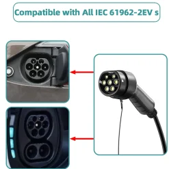 Jatrhg Borne Recharge Voiture Électrique-câble de recharge 22kW / 32A triphasé, 8m, type 2 vers type 2, pour véhicules électriques et hybrides rechargeables