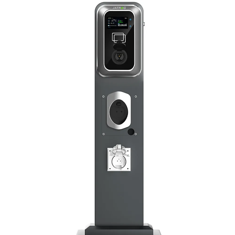 Jatrhg Borne Recharge Voiture Électrique-K2 kit de borne de recharge, 22kW / 32A, triphasé, avec prise de type 2 équipée de shutter pour EV, support inclus