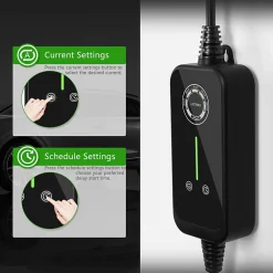 Jatrhg P1 chargeur portable réglable de 3,6kW à 1,5kW / 16A à 8A monophasé, 12m, type 2, pour véhicules électriques