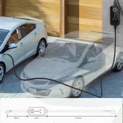 Jatrhg Borne Recharge Voiture Électrique-P1 chargeur portable réglable de 3,6kW à 1,5kW / 16A à 8A monophasé, 20m, type 2, pour véhicules électriques