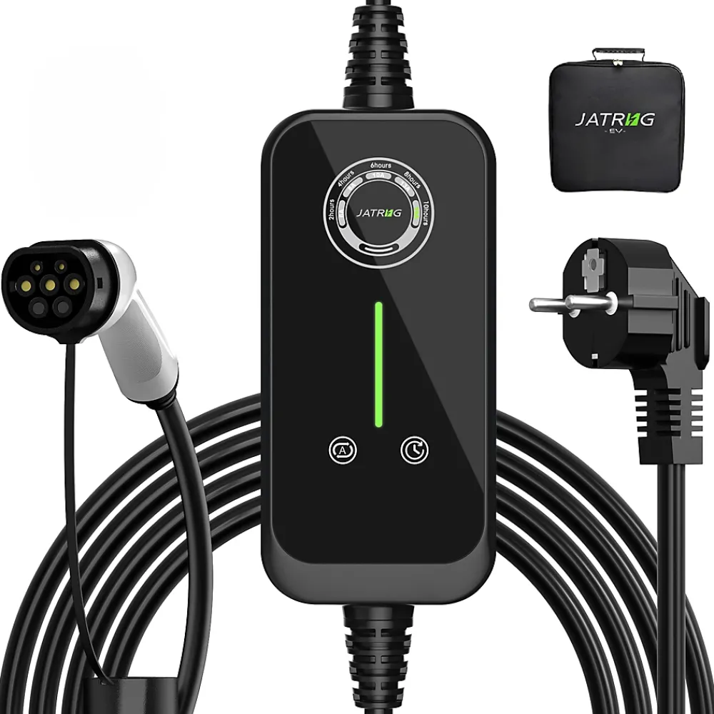 Jatrhg Borne Recharge Voiture Électrique-P1 chargeur portable réglable de 3,6kW à 1,5kW / 16A à 8A monophasé, 15m, type 2, pour véhicules électriques