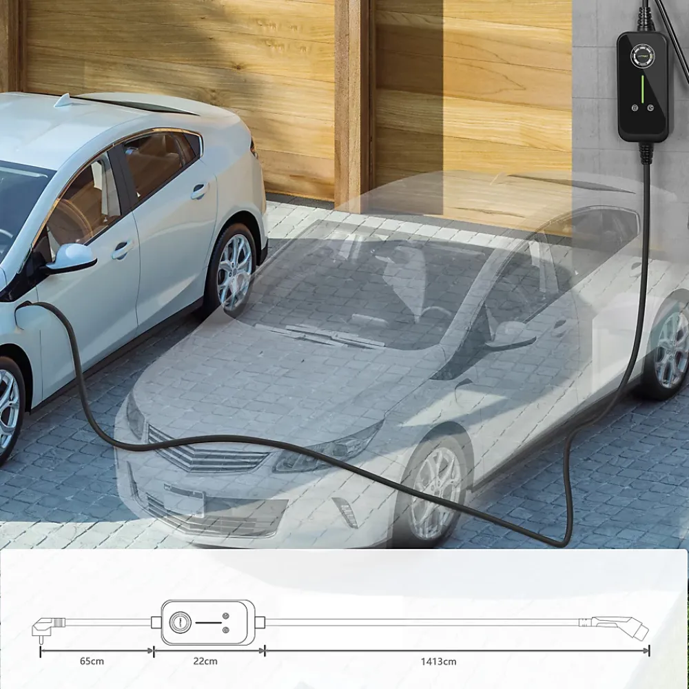 Jatrhg Borne Recharge Voiture Électrique-P1 chargeur portable réglable de 3,6kW à 1,5kW / 16A à 8A monophasé, 15m, type 2, pour véhicules électriques