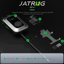 Jatrhg Borne Recharge Voiture Électrique-S2 borne pour véhicules électriques, IP66, avec prise de type 2 équipée de shutter, 7,2kW / 32A, monophasée