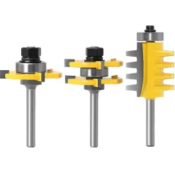 Deko Jeu de 3 mèches de burin en carbure à tige de 6mm, coupe-langue et rainure à 3 cannelures, outils de menuiserie en forme de T pour