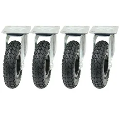 Parnells Jeu de 4 - 200mm Roulette pivotante pneumatique en plastique 100Kg.