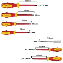 Velamp Jeu de 7 tournevis isolés (3 plats + 3 cruciformes + testeur)