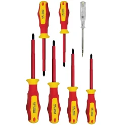 Velamp Jeu de 7 tournevis isolés (3 plats + 3 cruciformes + testeur)