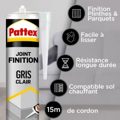 Pattex Mastic, Cartouche Joint Et Silicone-Joint de finition gris clair 280ml
