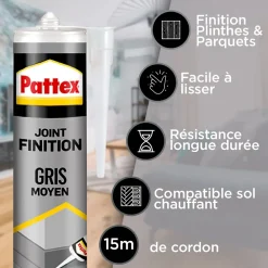 Pattex Mastic, Cartouche Joint Et Silicone-Joint de finition gris moyen 280ml