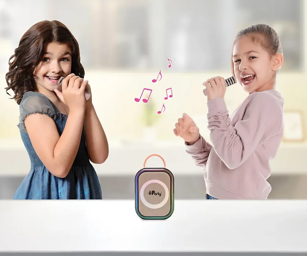 Lexibook Enceinte, Écouteur Et Casque-Karaoke Bluetooth Rose avec 2 micros sans fil