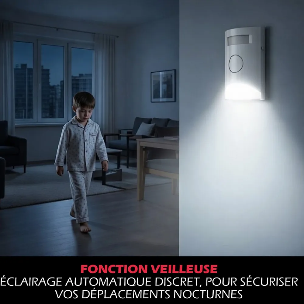 Kyf Kit Alarme autonome détection de mouvement Eclairage alerte intégré détecteur ouverture x3 et télécommande x2